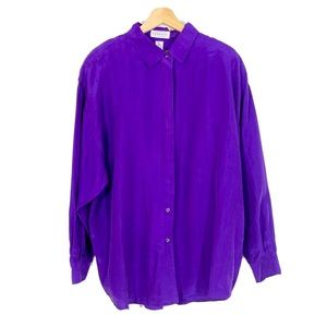 NWT Vintage EXPRESS 100% Pure Silk Button Down Shirt Sz L
